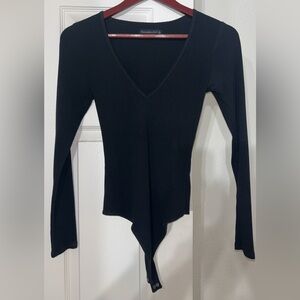 Abercrombie Black V-Neck Thong Bodysuit